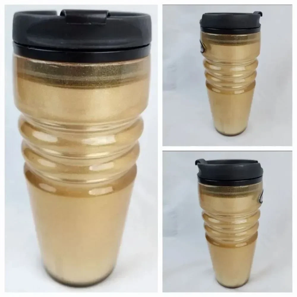 ☕️Vintage Starbucks 2004 Metallic Gold Double Wall 16oz Travel Tumbler